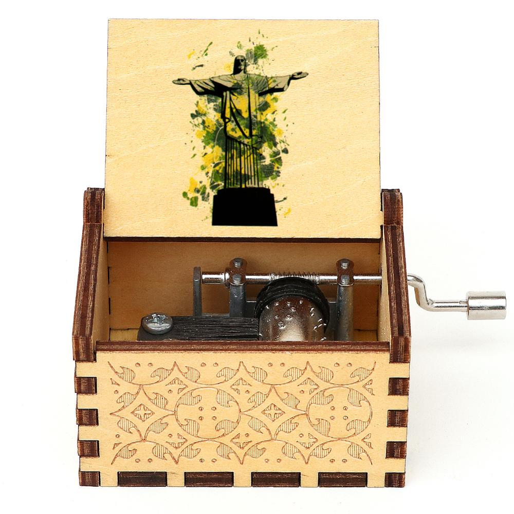 Vintage Engraved Music Box Wooden Musical Box 3D Printed Amazing Grace Theme Music Box Christmas Birthday: P-YS-58