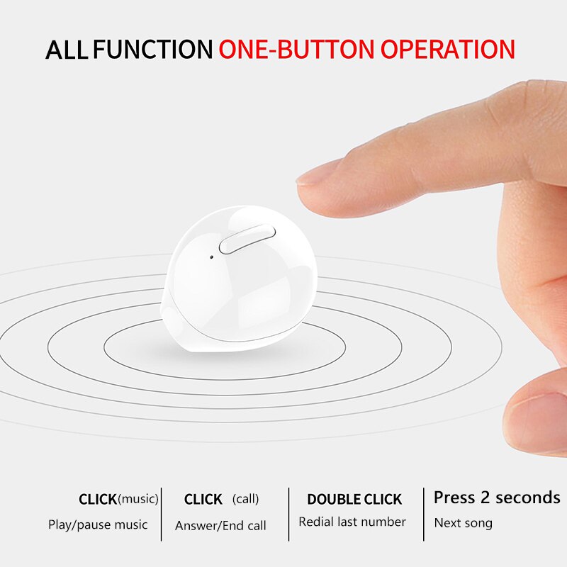 Mini Wireless Headphones Hidden Bluetooth Earphone Button Control Earbuds 3D Stereo Music Headsets Waterproof With Microphone