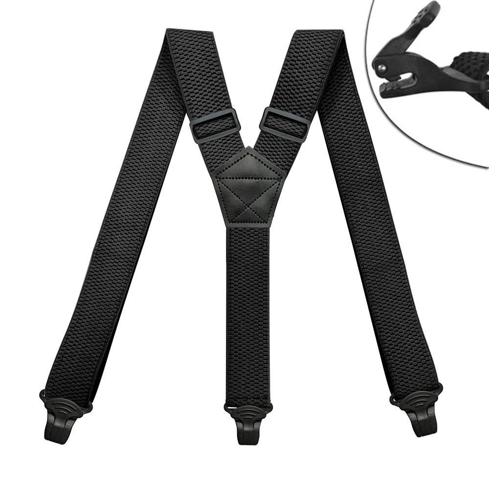 Robuste Hosenträger für Männer, Arbeit Ich bin Freien, 3,8 cm/1,5 Zoll, Y-Rücken, 3 Kunststoff-Clips, verstellbare elastische Hosenträger, Riemen, Gürtel