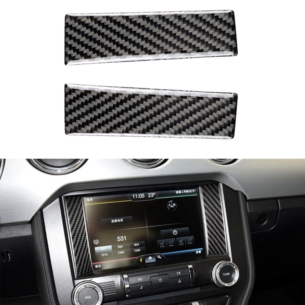 Central Control Decorative Sticker For Ford Mustang Carbon Fiber Air Conditioning CD Panel Cover Car Interior Stickers