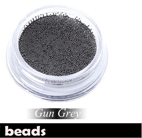 1Box Steel Balls Mini Metal Beads 6 Size s 1 Box Steel ball bead, 3D metal micro beads / no hole beads/ ball beads/ nail JK7676: Gun Grey 0.8mm