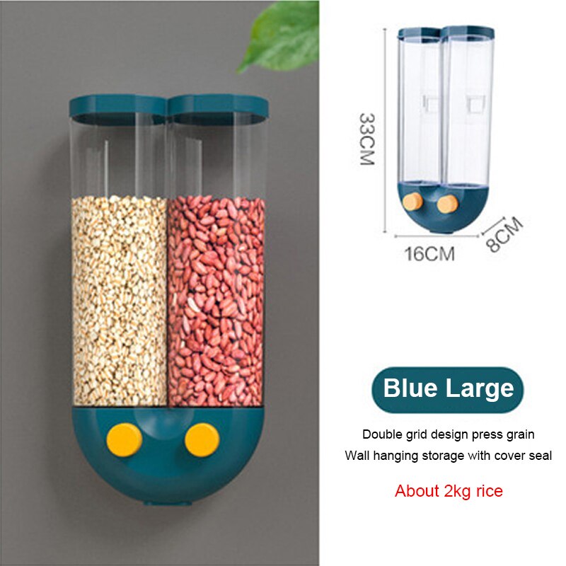 1PC Grains Storage Box Wall-mounted Tea Bean Grain Food Storage Sealed Box Moisture-proof Refrigerator Organizer Kitchen Gadget: 1PC L Blue