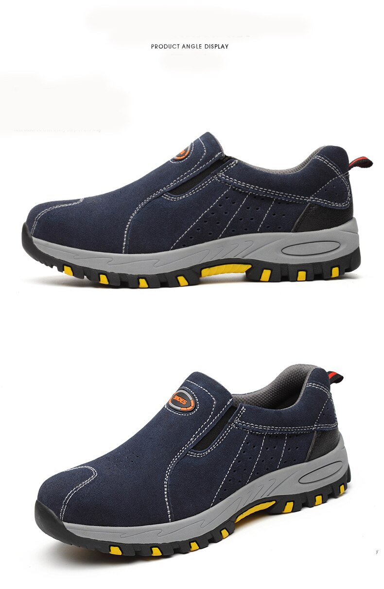 Steel Toe Safety Work Shoes Men Summer Breathable Slip On Casual Boots Mens Labor Insurance Puncture Proof Shoe
