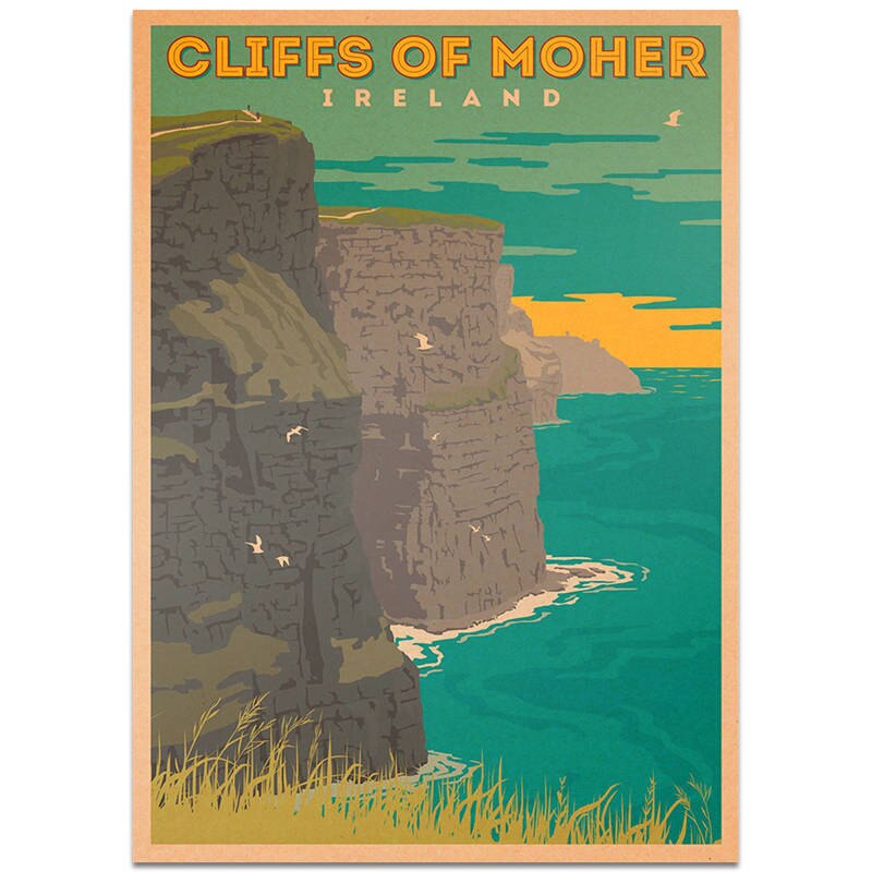 Irland Sommer Stadt Reise Poster Zauberstab Aufkleber Jahrgang Kraft Papier Kneipe Bar Hotel Dekor Hand Gemalte Landschaft Bild 42x30cm: TCITY68
