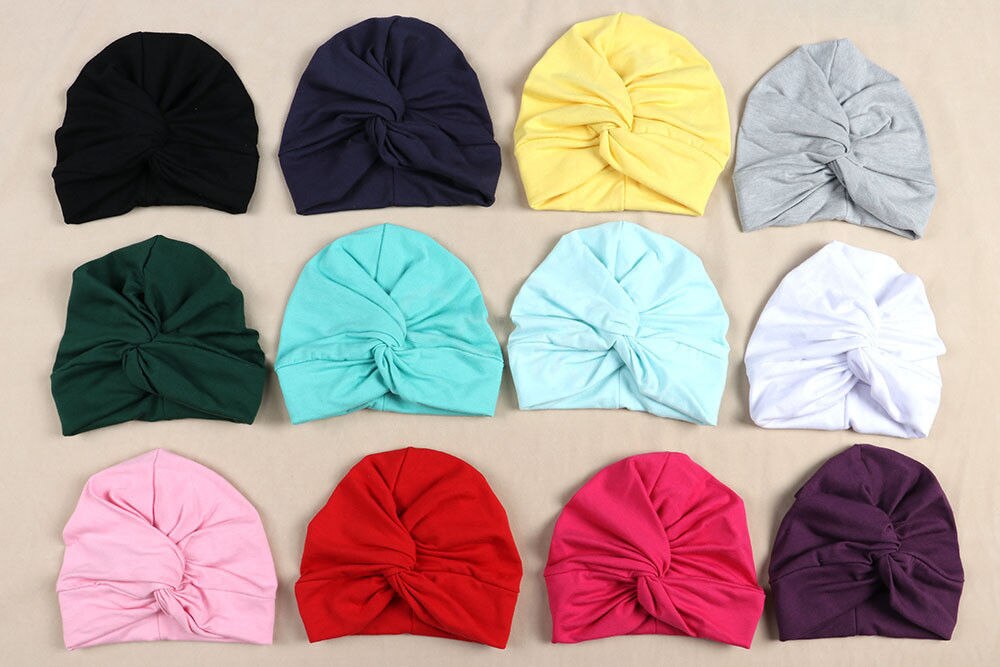 Pudcoco infantile Del bambino Turbante Cappelli Del bambino Del bambino Dei Capretti Del Ragazzo Della Ragazza Miscele del Cotone Cappello Molle Bello Sveglio Appena nato del Cappello Della Protezione di 0-2anni