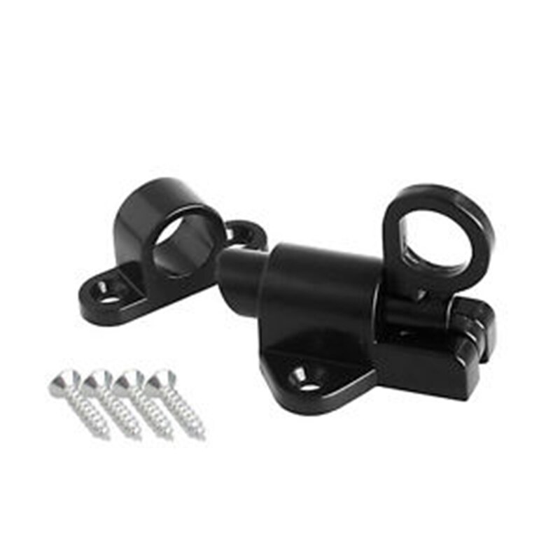 1x Aluminum Alloy Gate Security Pull Ring Spring Bounce Door Bolt Latch Lock Top: Black