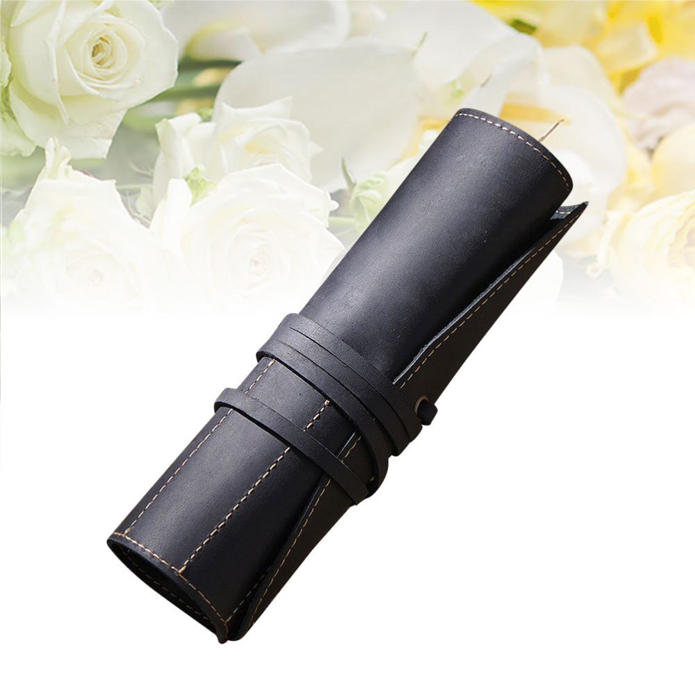 Leren Pennen Etui Houder - Vintage Retro Rolmodel - Voor Rollerball, Vulpen, Balpen: Zwart