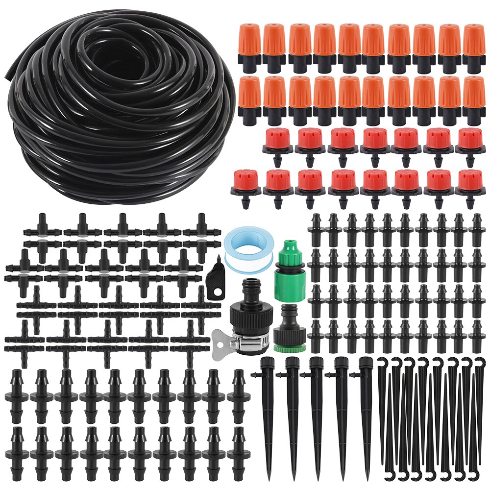 25M Hose Drip Irrigation System 360 Degree Adjustable 20 Hole Sprinkler Kit Garden Watering Inserting Ground Micro Flow Dripper: Default Title