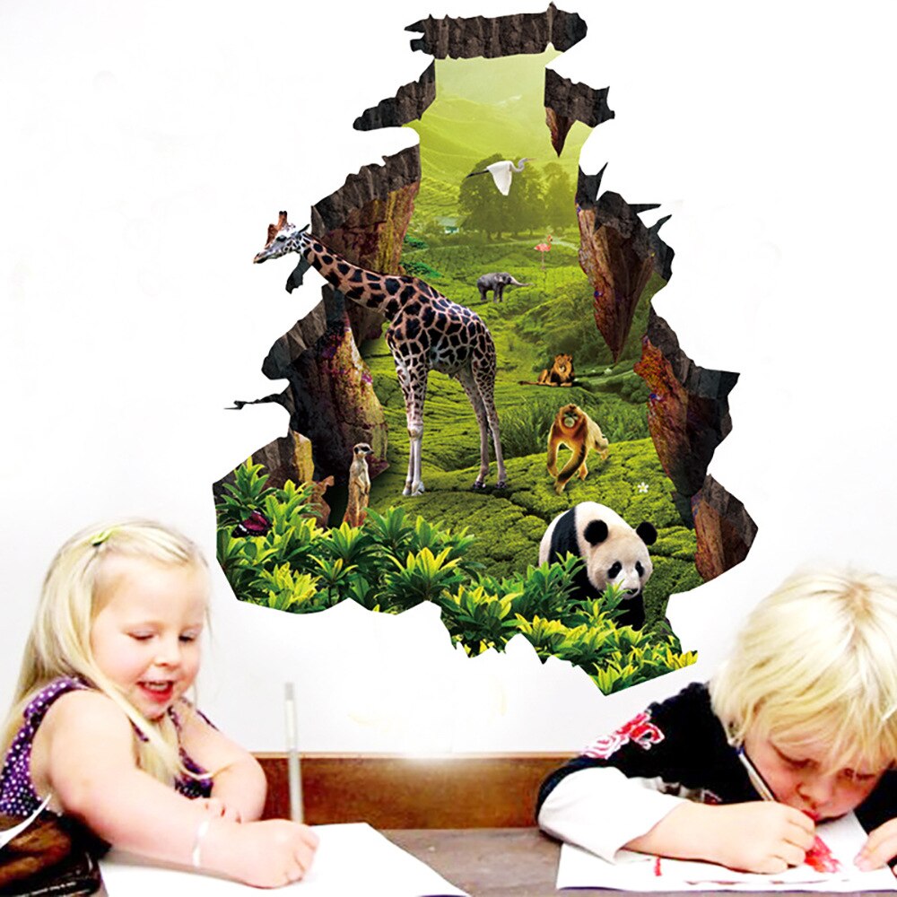 1PCS Space 3D Wall Stickers PVC Living Room Bedroom Home Decor Forest Landscape Poster Background Home Decoration Accessories