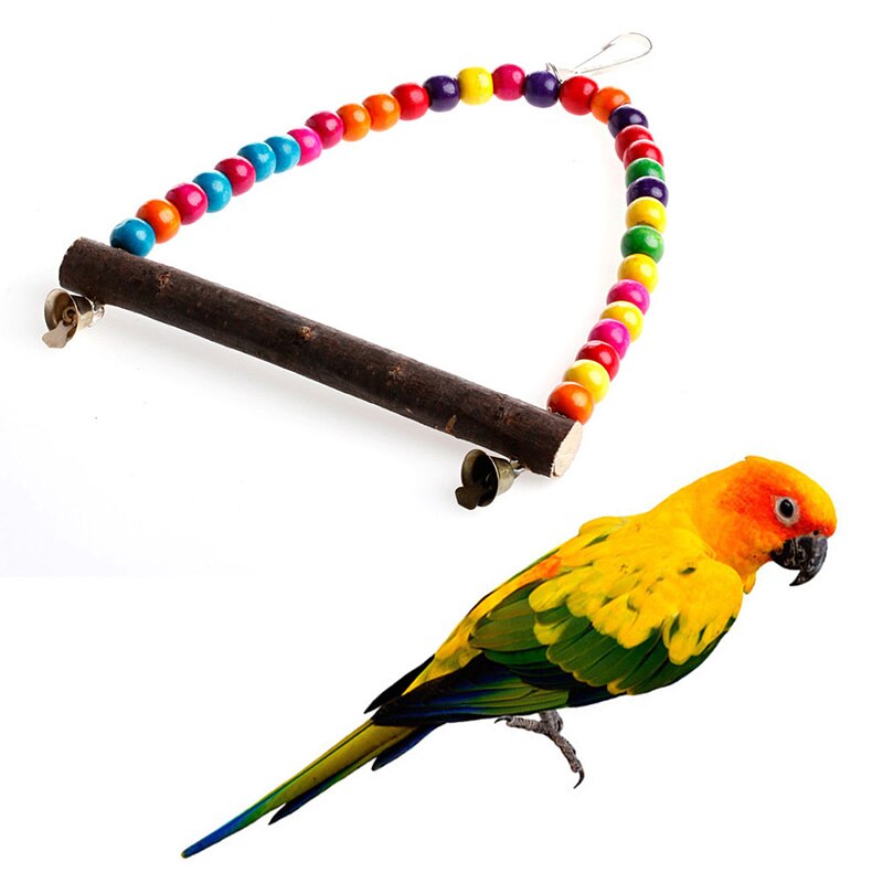 Wooden Bird Parrot Swing Toys Parakeet Cockatiel Lovebird Cage Hanging