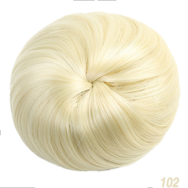 Buqi-extensiones de pelo corto y liso para mujer, moños resistentes al calor, Clip sintético de , accesorios para el cabello: 102