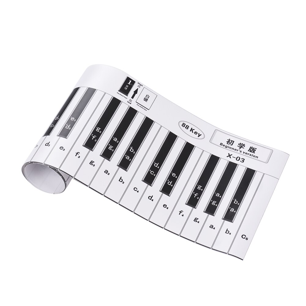 Fingering Version 88 Keys Piano Keyboard Fingering Practice Chart Sheet with Stave Reference Piano Guide Assistive Tool for Kids: X-03