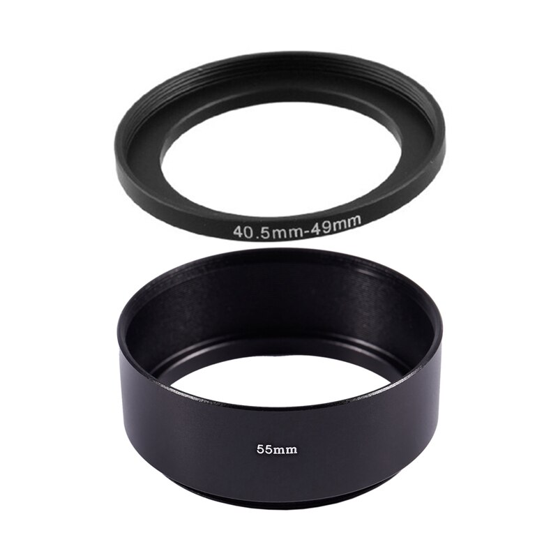 2 pz Accessori della fotocamera: 1 pz 40.5 millimetri-49 millimetri Filtro Passo su Anello Adattatore & 1 pz Vite nel Monte di 55 millimetri paraluce per obiettivi fotografici