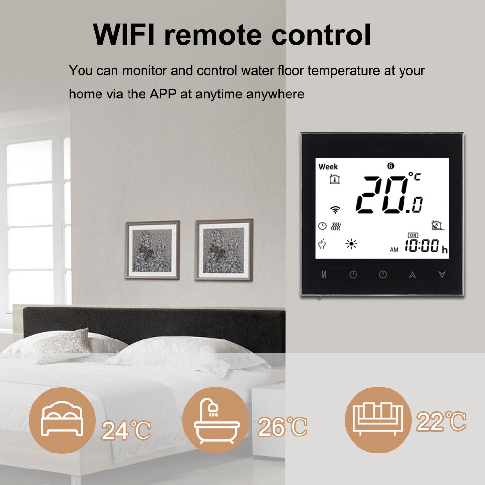 Digital Water/Gas Boiler Heating Thermostat with WiFi Connection & Voice Control Energy Saving AC 95-240V 5A Touchscreen