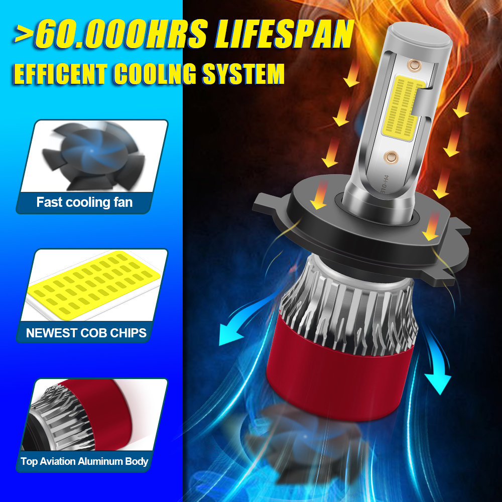 1 bombilla de faro LED H4 H7 para coche motocicleta H1 H11 H4 9003 HB2 LED Hi/Lo faro de motocicleta 12V 55W Autobike Scooter luz