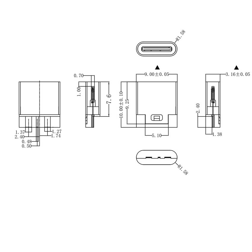 1-10Pcs Type C 2 Pin Waterproof Female USB C Socket Port With Screw Hole Fast Charge Charging Interface USB Connector with cable