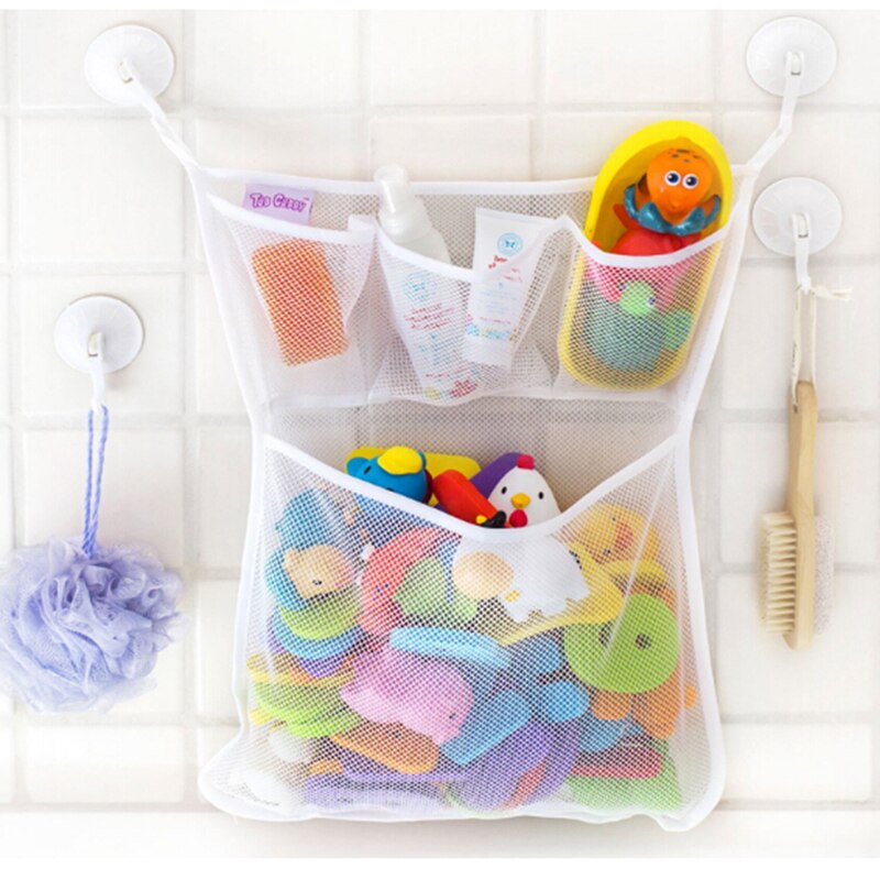 Multifunctionele Baby Badkamer Mesh Tas Kind Bad Speelgoed Tas Netto Zuignap Manden