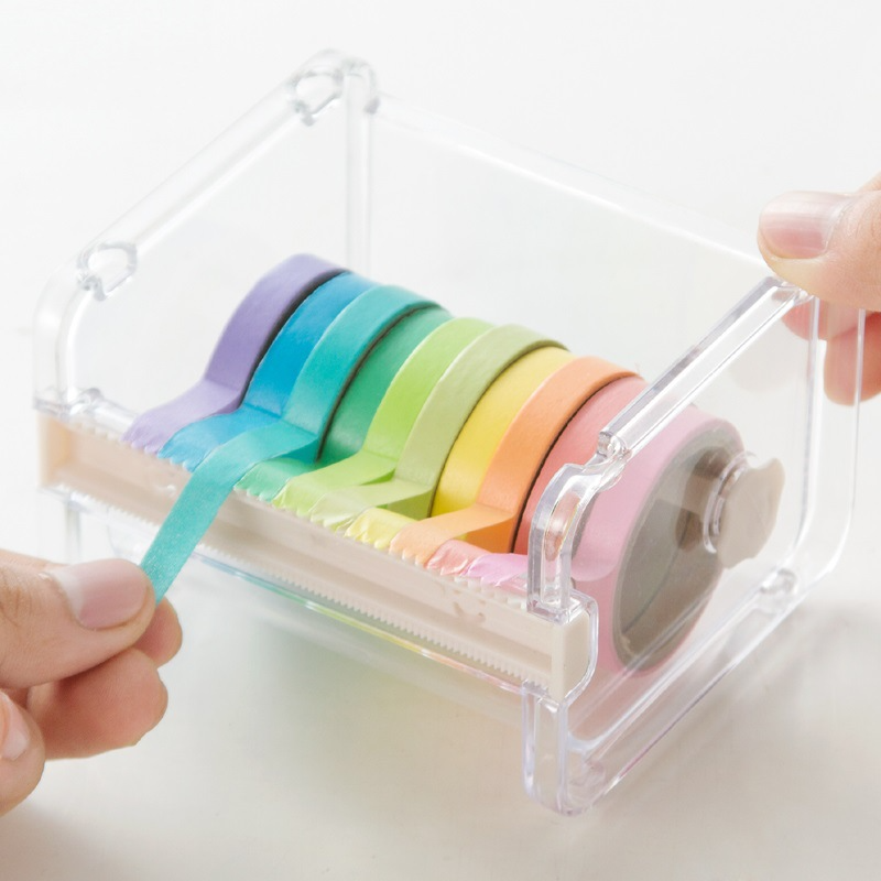 Washi Tape Dispenser Cutter Roll Tape Holder Organizer Masking Tape Desktop Tape Diy Sticker Roll Tape Cutter Holder Storage