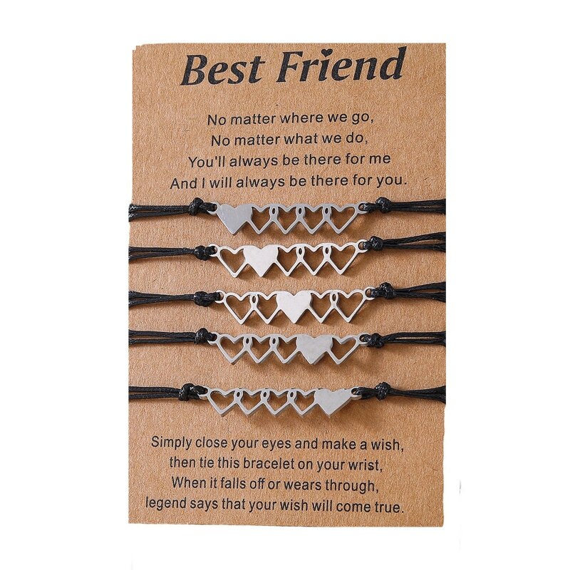 5 Stks/set Hart Charme Beste Vriend Goede Vriend Armbanden Rvs Sieraden Ketting Armbanden Vriendschap Sieraden