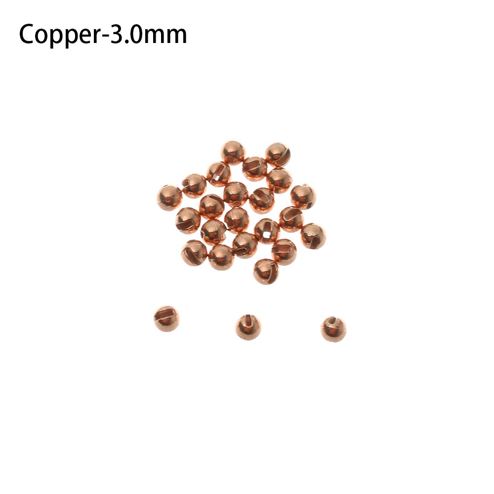 25PCS Nice Tungsten Alloy Slotted Bead Fly Tying Material Fast Sinking Gilded Fly Tying Beads Fishing Accessory: Copper 3.0mm