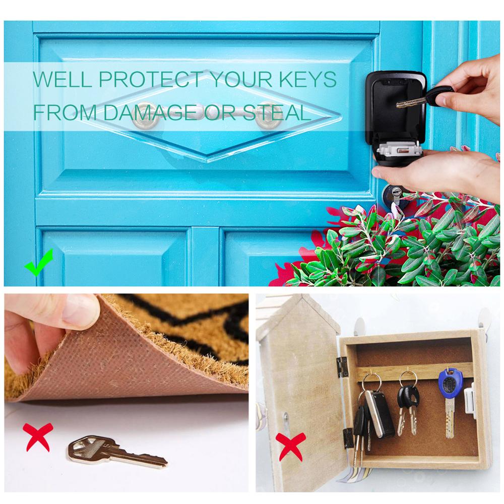 ORIA Key Lock Box Wall Mounted Key Safe Box Weatherproof 4 Digit Combination Key Storage Lock Box Indoor Outdoor Key Holder