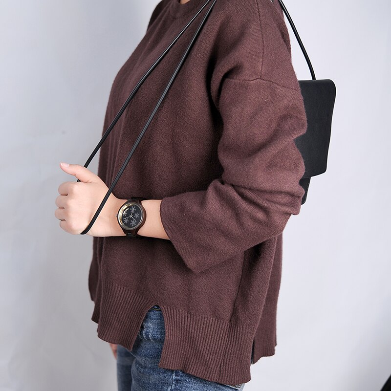 BOBO BIRD-relojes de madera para mujer, distintivo de copo de nieve en gafas, banda de madera, relojes para , C-P16-3