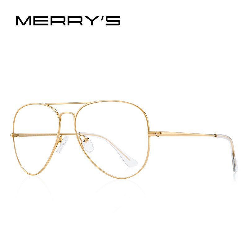 MERRYS Männer Klassische Pilot Gläser Rahmen Frauen Myopie Brillen Rahmen Optische Brillen S2489: C05 Gold