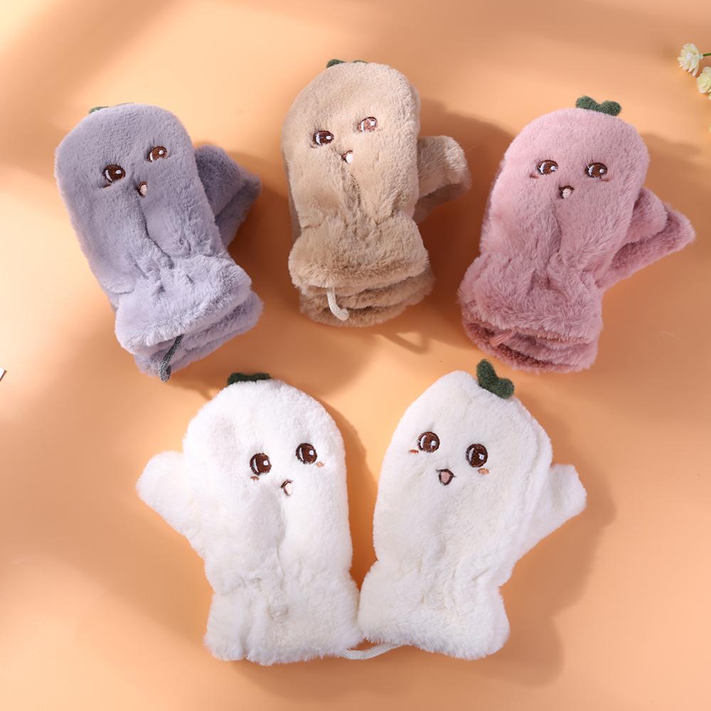 1 Pair Winter Kids Gloves Baby Knit Thicken Warm Hand Muff Cute Ears Glove Lovely Winter Cotton Wool Children Gloves Mittens