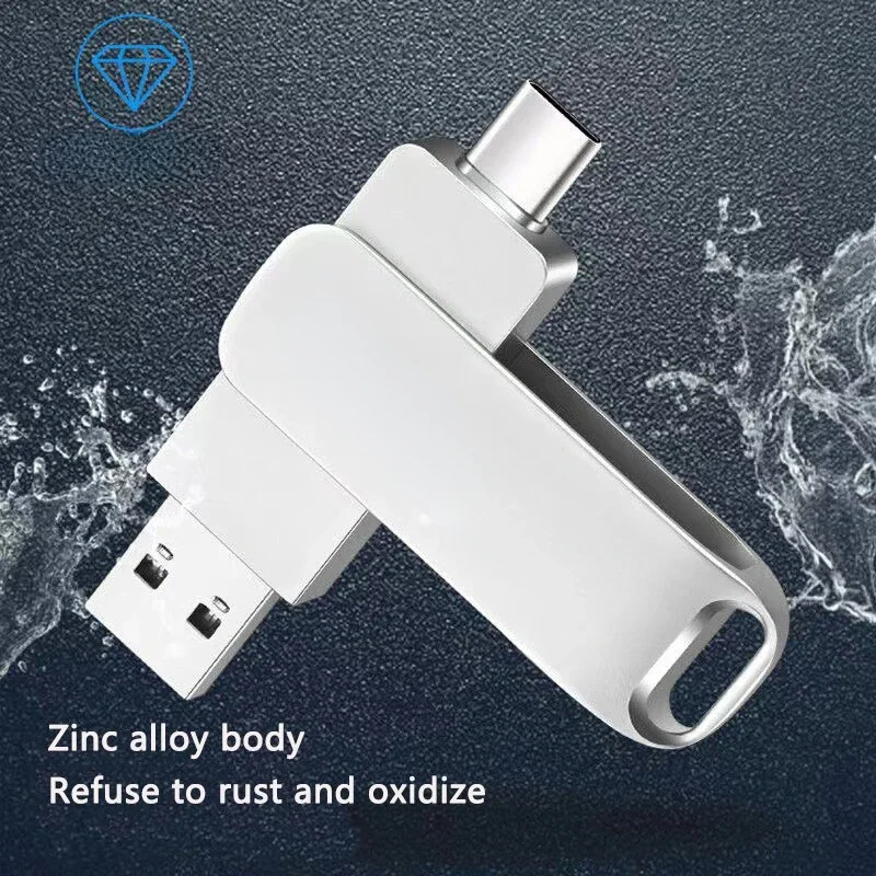 2 in 1 OTG USB-C Flash Pen Drive 64GB Metal Memory Stick Usb 2.0 To Type-C Flash Disk 64GB 128GB 256G USB2.0 High Speed Pendrive