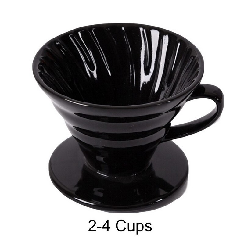 Keramische Koffie Druppelaar Motor V60 Stijl Koffie Drip Filter Cup Permanente Giet Over Koffiezetapparaat Met Aparte Stand Voor 1-4 Cups: Black-4  G248386