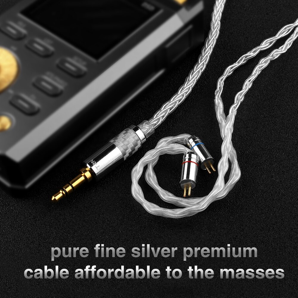 Trn  t3 8- kärnig rent silverkabel 2.5/3.5mm med mmcx /2- polig kontakt uppgraderad kabel hörlurskabel för trn  v90 v80 v10 ba5 st1