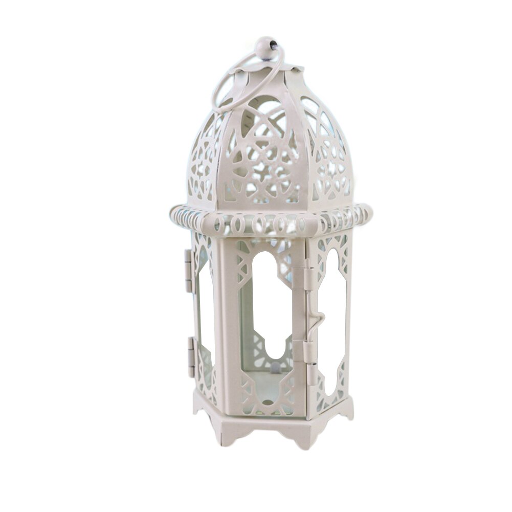 Vintage hængende lysestage marokkansk glaslys lanterne bryllup hjemmeindretning: Hvid gennemsigtig