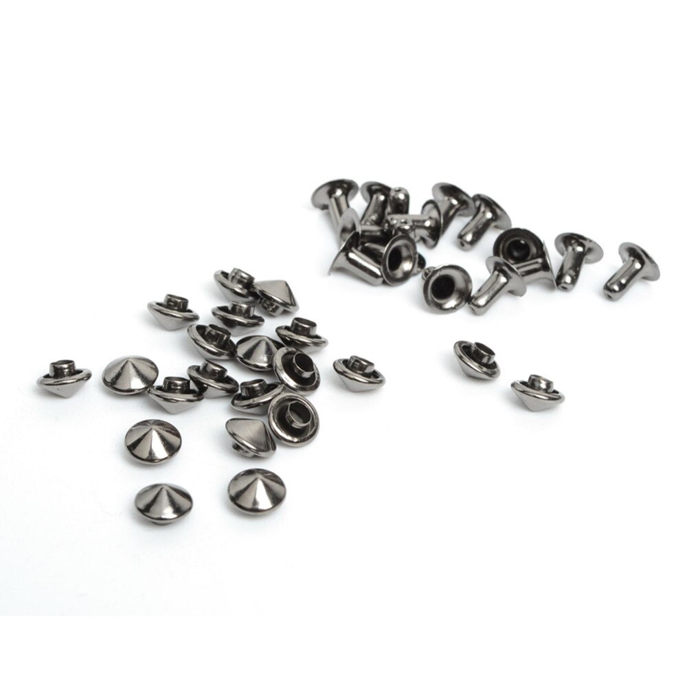 Juego de remaches rápidos de seta de Metal negro, tachuelas, punta de clavícula, pulsera Artesanal de cuero, costura de ropa, bolso cinturón, suministros Punk, 100