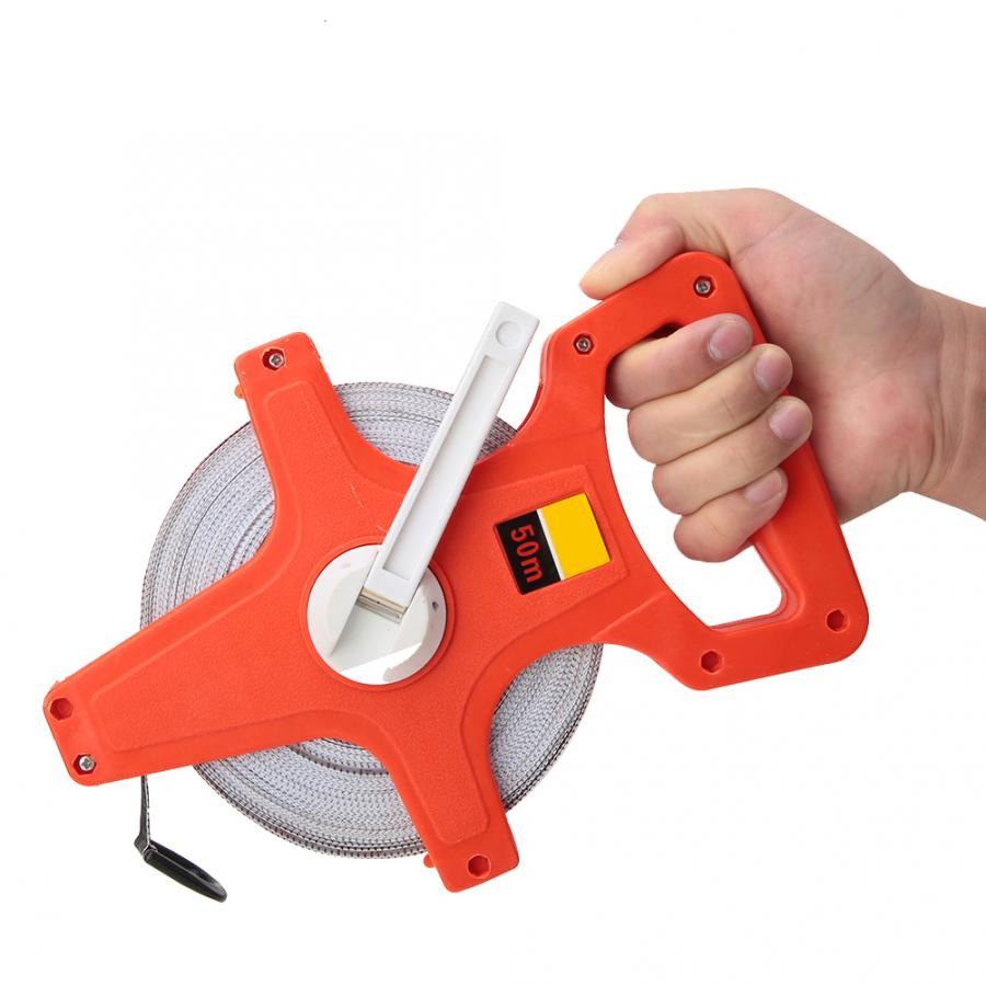 50m Thickened Hand Stainless Steel Open Reel Tape Measure Measuring Ruler Tools