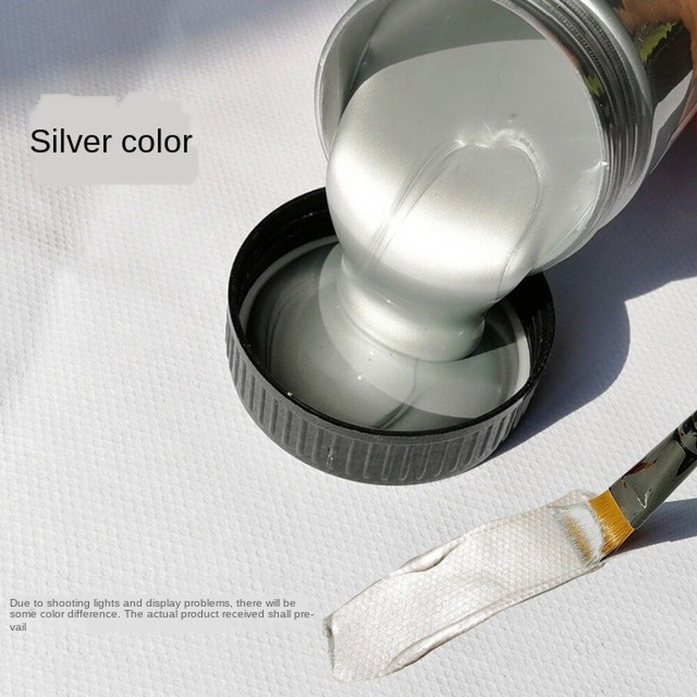 100ml Gold Paint Metallic acrylic paint,waterproof not faded for Statuary Coloring DIY hand clothes painted graffiti Pigments: Silver