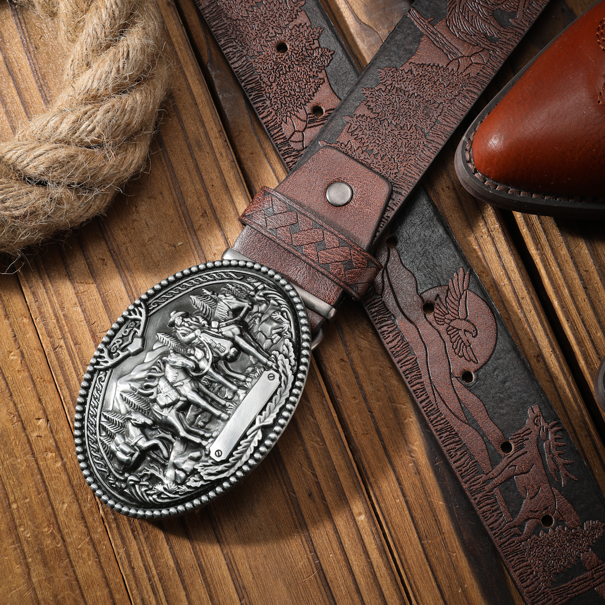 ¡Vintage se une a la ! Cinturón con hebilla de aleación de PU, adecuado para hombres y mujeres, para crear un estilo occidental personalizado