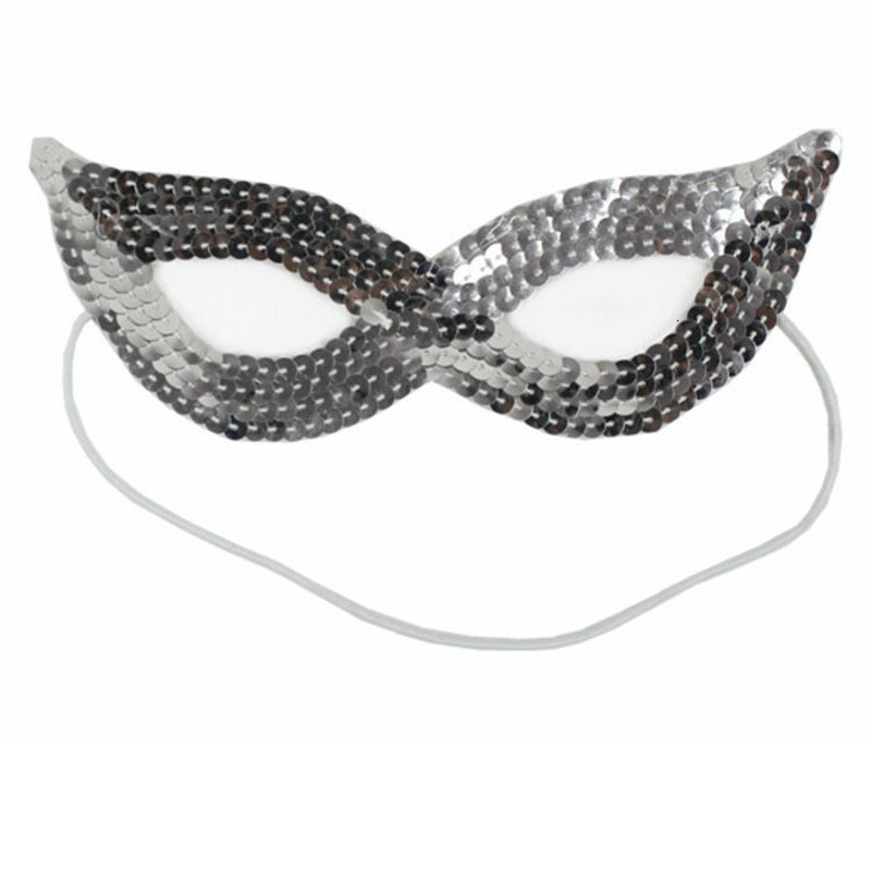 Lentejuelas antifaz de Halloween máscaras de tela no tejida señora mascarada boda halffie carnaval actuación infantil disfraz máscara: silver