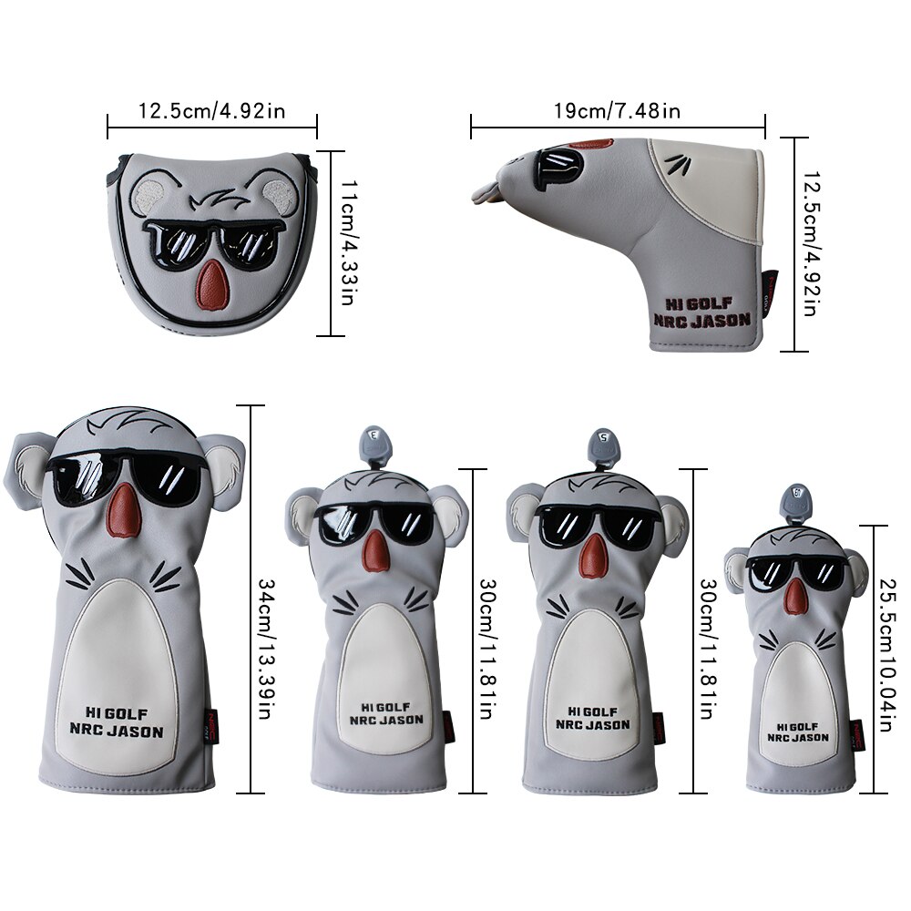 golf Headcover koala Stlye osłona główki kija golfowego dla kierowcy farwater hybrydowy miotacz PU skórzany ochraniacz