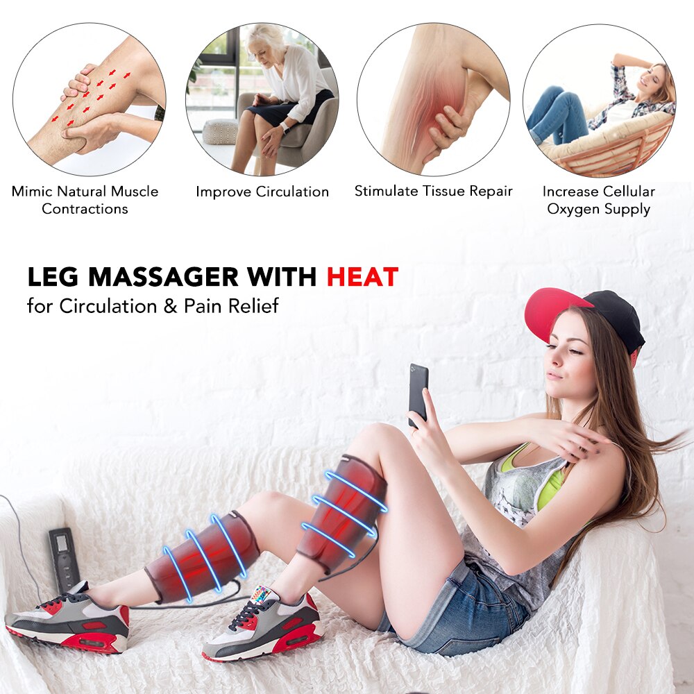 Heating Leg Air Compression Massager Vibration Infrared Therapy Pneumatic Air Wraps Promote Blood Circulation Pain Relax