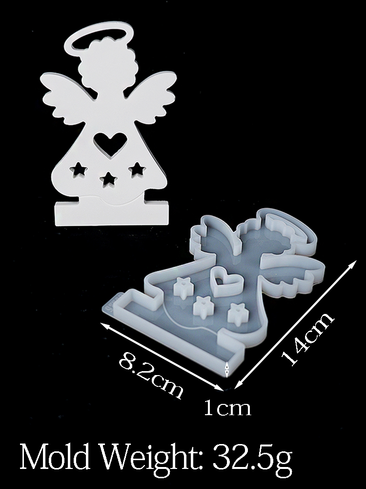 Engel Kandelaar Siliconen Mal Diy Handgemaakte Holle Ster Engel Kandelaar Ornamenten Mallen 3d Halo Engel Ambacht Feestelijk Decor: WHITE