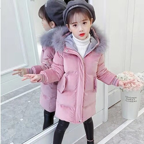 Grijs/Roze Kleur Kinderen Meisjes Down Jas Capuchon Warme Bovenkleding Kleding Russische Herfst Winter Kinderen Meisje Winter Dikke Jassen: 2 / 3T