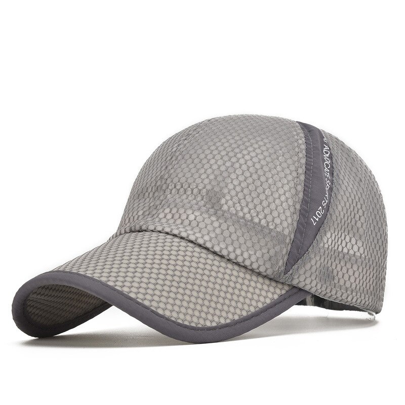 Unisex Mesh Brim Tennis Cap Outside Sunscreen Quick Dry Summer Baseball Hat Adjustable Cap Cooling Sports Caps: Light Gray