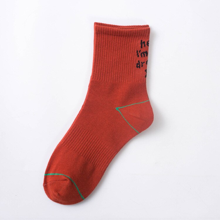 Kvinder sjove halajuku humoristiske ord trykt sokker hæle sokken hip hop street skateboard basket ball sokker unisex crew: 2
