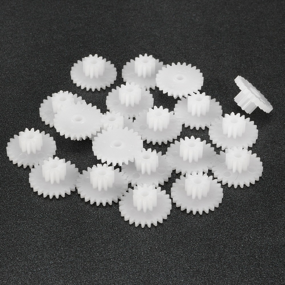 Uxcell 20 Pcs/lot 24 dents 24102B engrenage en plastique 5.7x13mm jouet accessoires 2mm diamètre du trou pour bricolage voiture Robot moteur