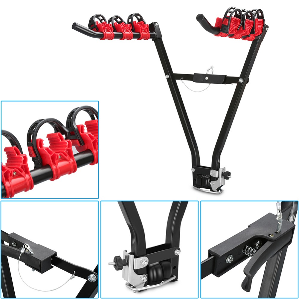 V Shape Iron Bicycle Rack 3-Bike Hitch Mount Car Racks Mountain Bike Carrier for Travel