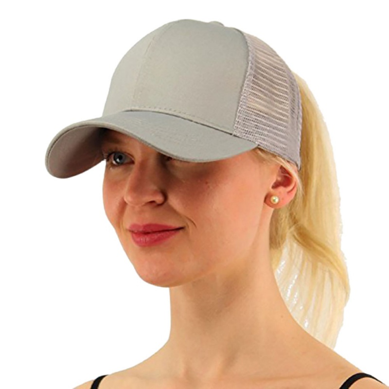 1pc Ponytail Cap Women Men Cotton Adjustable Sunshade Mesh Sun Hat Sportswear Accessory