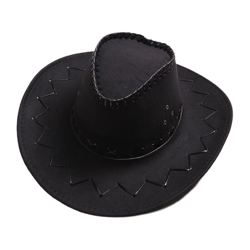 Retro Jazz Hat Wide Brim Trendy Basin Hat Unisex Vintage Western Cowboy Hat All-match Outdoor Sun Protection for Men Women: Black