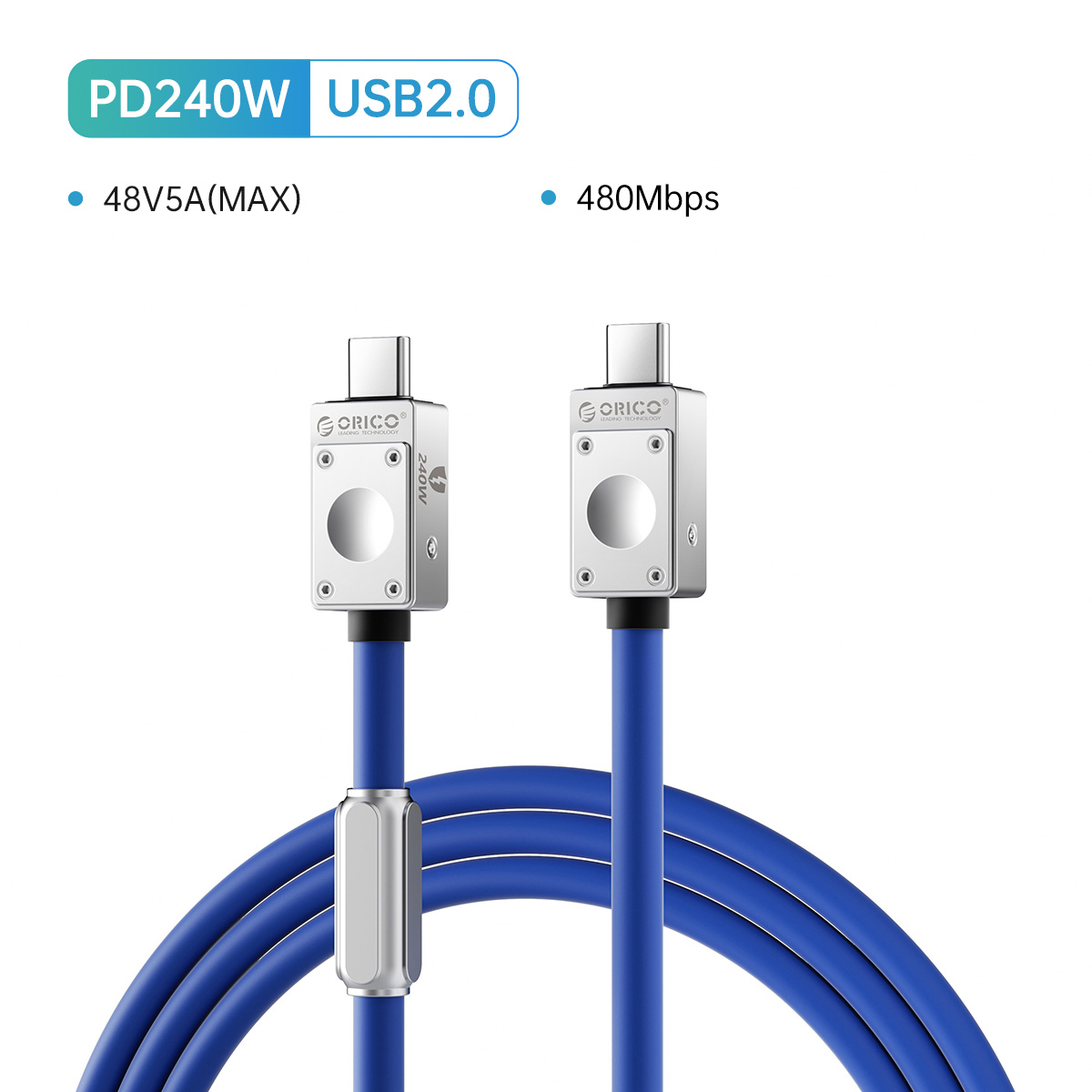 ORICO Cable USB4 240W Cable de silicona PD USB C línea de datos Cable de carga rápida Thunderbolt 3 8K para tableta portátil Samsung MacBook: Negro / 3 m