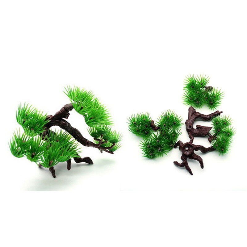 1pc Artificial Plastic Bonsai Pine Tree Aquarium Bonsai Ornament Fish Tank Artificial Pine Tree Plant Decor Aquarium Accessories