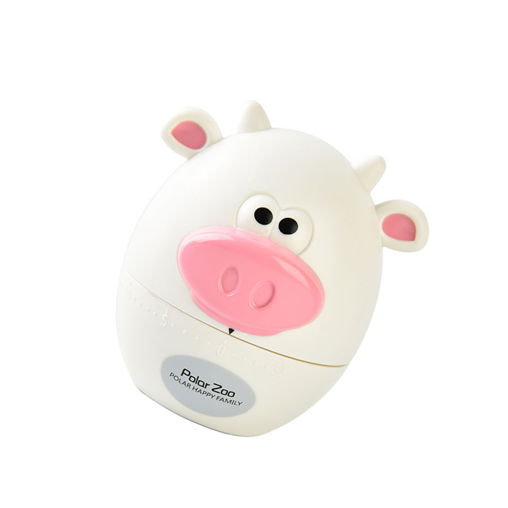 Cute Kitchen Timer for Cooking Cartoon Cow Timers Mechanical Manual Animal Shape Gadgets